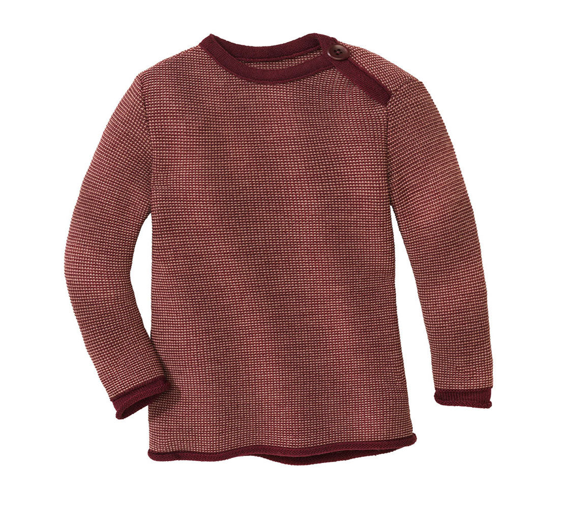 Maglioncino mélange in lana merino bio 0-3 anni // cassis-rosé